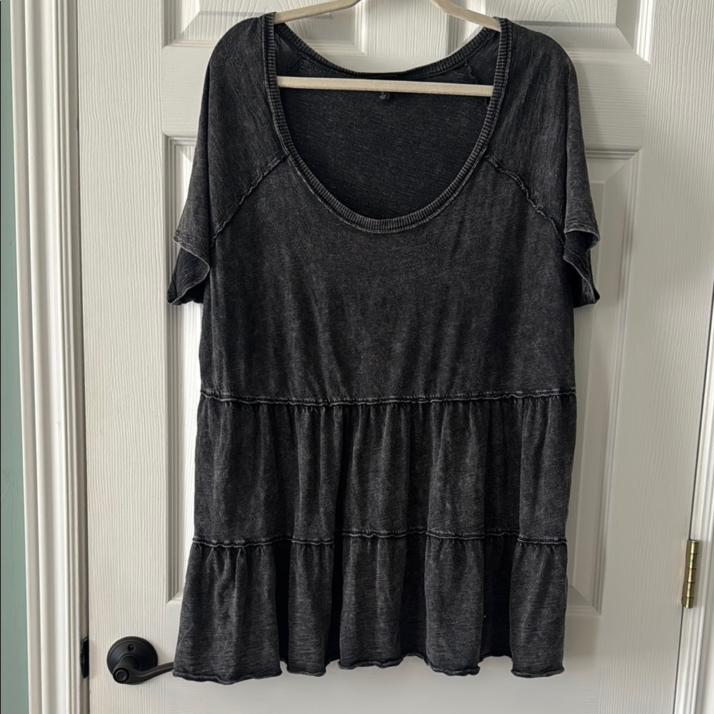 Torrid Charcoal Tiered Short Sleeve Top